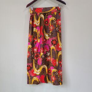 Handmade Womens Maxi Skirt Multicolor Bright Mixed Print Hippie Gypsy Flowy
